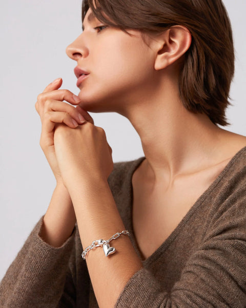Jenny Bird Puffy Heart Bracelet - Silver