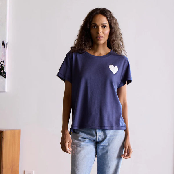 Kerri Rosenthal Suke Tee Contrast Imperfect Heart- Indigo