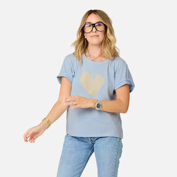 Kerri Rosenthal Imperfect Heart Tee - French Blue Latte