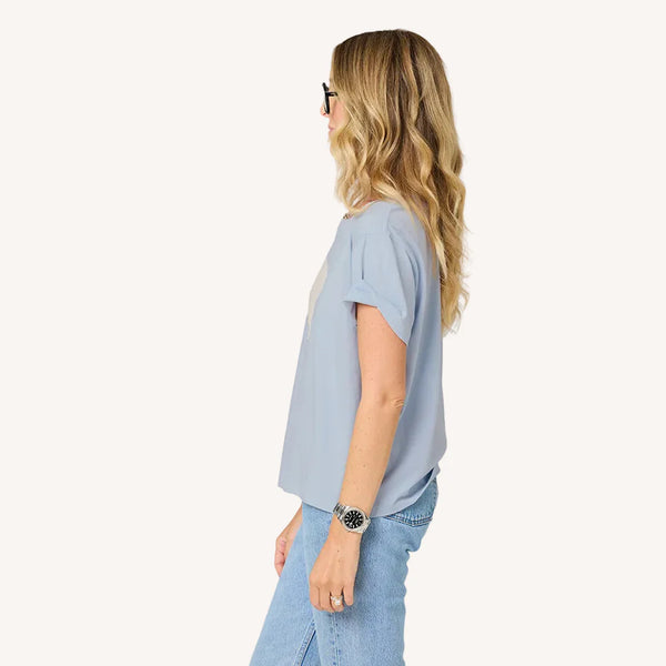 Kerri Rosenthal Imperfect Heart Tee - French Blue Latte