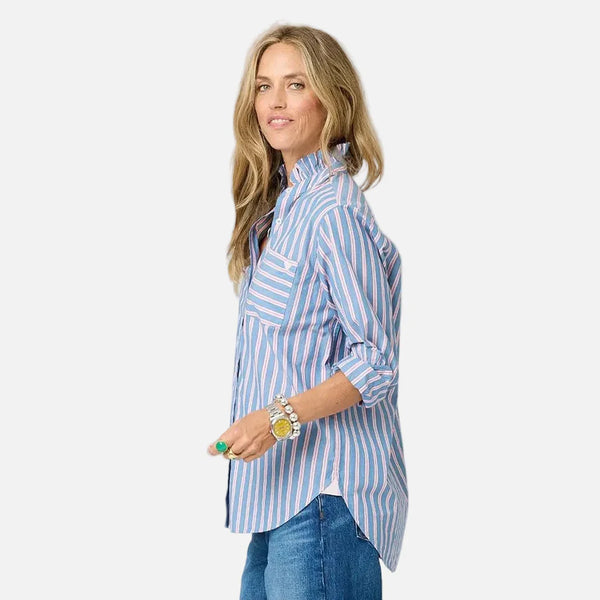 Kerri Rosenthal Mia Ruffle Stripe Shirt