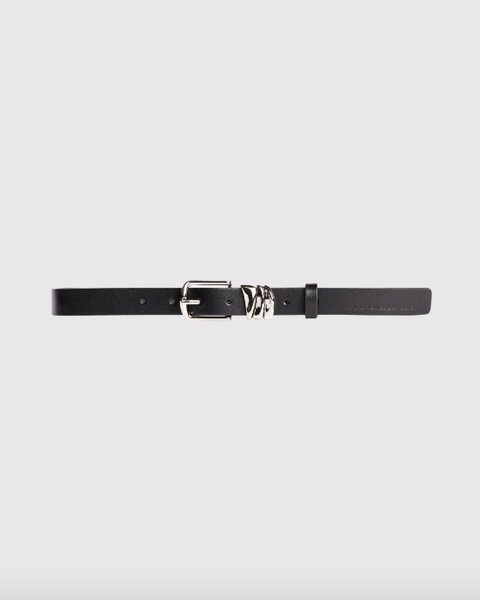 Boyfriend Belt- Black Leather/Silver