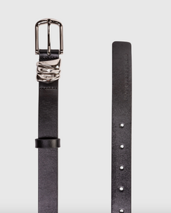 Boyfriend Belt- Black Leather/Silver