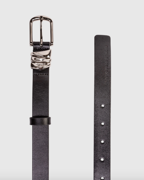 Boyfriend Belt- Black Leather/Silver