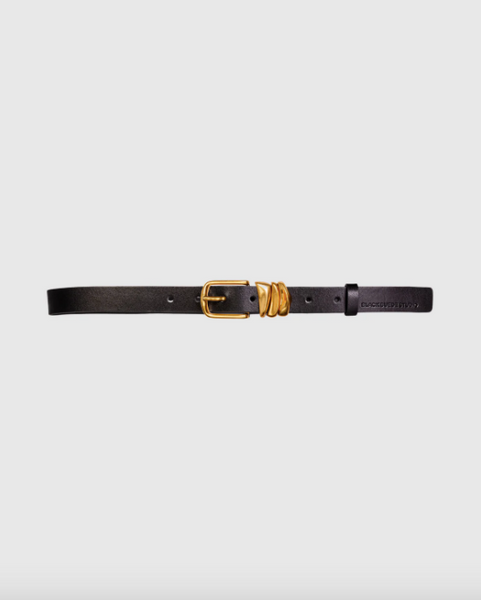 Boyfriend Belt- Black Leather/Gold