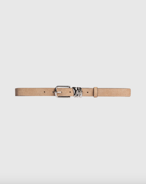 Boyfriend Belt- Sand Suede/Silver