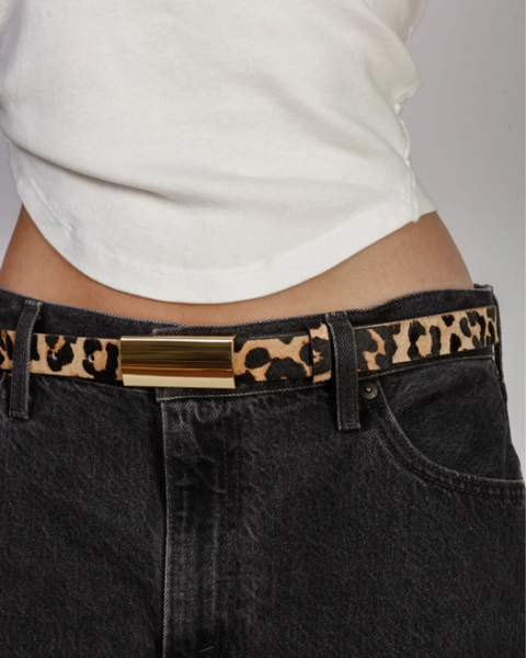 City Belt with Rectangular Buckle- Leopard