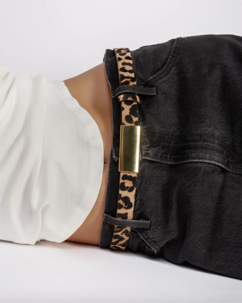 City Belt with Rectangular Buckle- Leopard