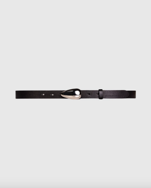 Bean Belt- Black Leather/Silver