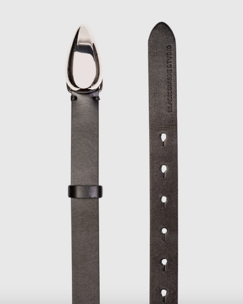 Bean Belt- Black Leather/Silver
