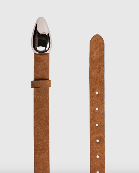 Bean Belt- Tobacco Suede/Silver