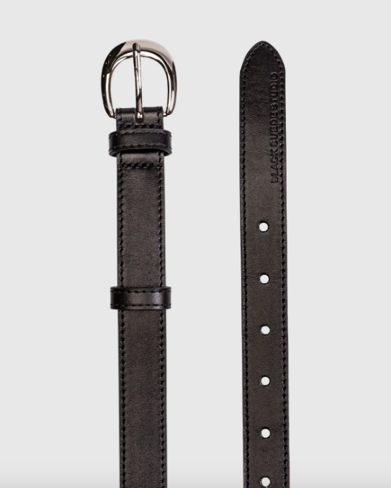 Half Moon Belt- Black Leather/Silver