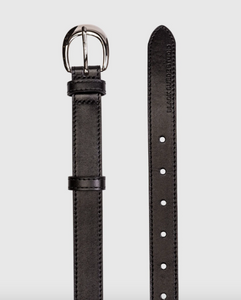 Half Moon Belt- Black Leather/Silver