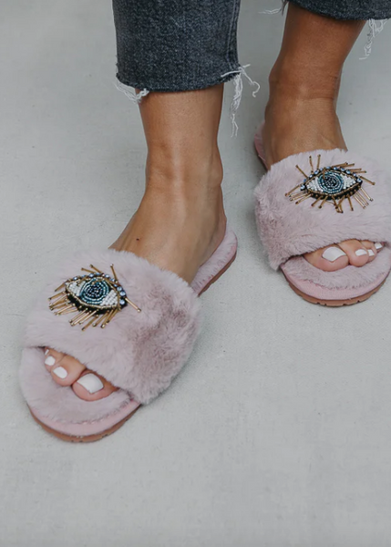 Beaded Evil Eye Slippers