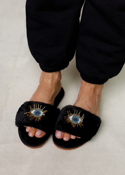 Beaded Evil Eye Slippers
