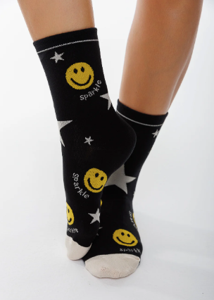Tall Smiley Face Star Socks