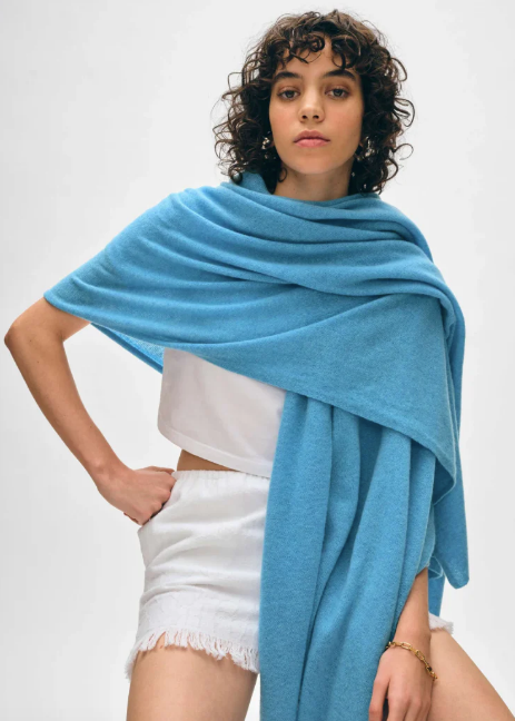 White + Warren Cashmere Travel Wrap- Mediterranean Heather
