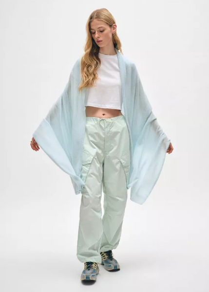 White + Warren Cashmere Travel Wrap- Tidal Pool Heather