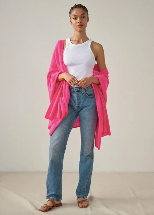 White + Warren Cashmere Travel Wrap- Neon Berry