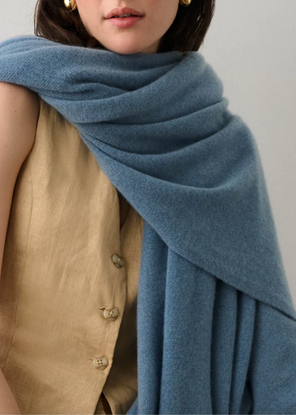 White + Warren Cashmere Travel Wrap- Blue Thistle