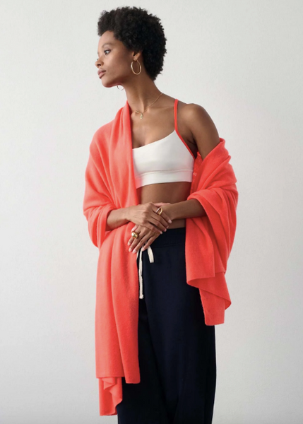 White + Warren Cashmere Travel Wrap- Rugby Red