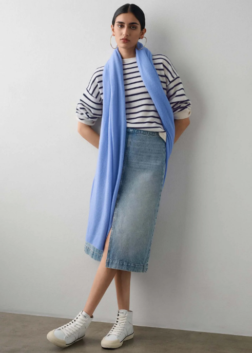 White + Warren Cashmere Travel Wrap- Cornflower Blue