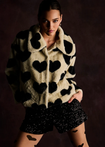 Lisa Todd Love Shag Coat - Cream/Black