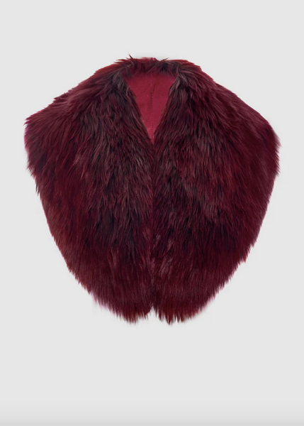 SENTALER Alpaca Shearling Shawl Collar - Cherry Lacquer
