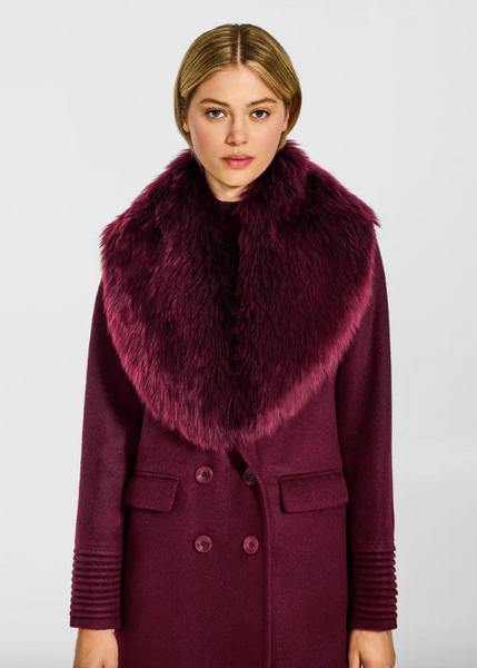 SENTALER Alpaca Shearling Shawl Collar - Cherry Lacquer
