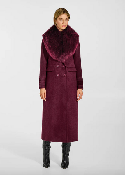 SENTALER Alpaca Shearling Shawl Collar - Cherry Lacquer