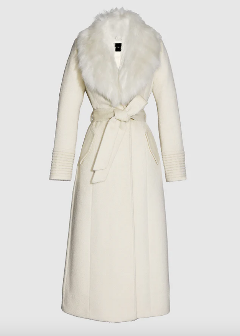 PRE-ORDER SENTALER Suri Alpaca Maxi Coat with Alpaca Shearling Collar - Ivory