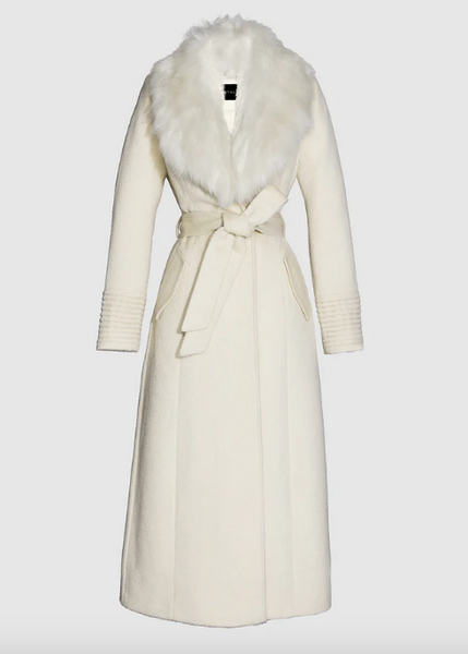 PRE-ORDER SENTALER Suri Alpaca Maxi Coat with Alpaca Shearling Collar - Ivory