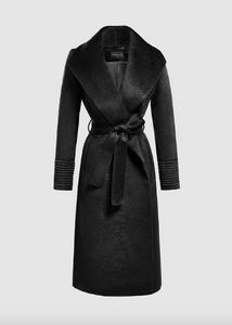 PRE-ORDER SENTALER Suri Alpaca Long Shawl Collar Wrap Coat - Black