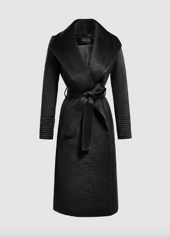 PRE-ORDER SENTALER Suri Alpaca Long Shawl Collar Wrap Coat - Black