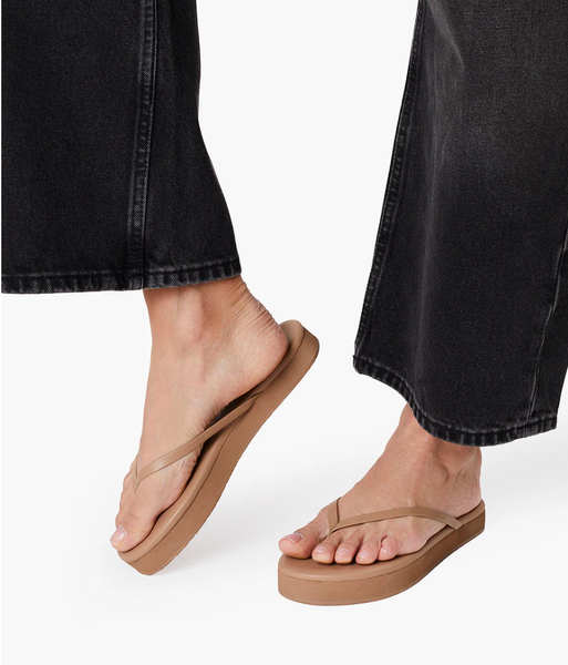 TKEES Lily Platform Flip Flops in Cocobutter