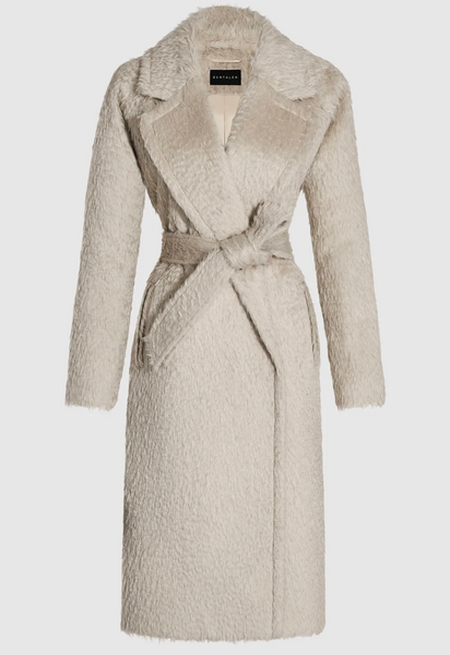 SENTALER Textured Suri Alpaca Long Raglan Sleeve Notched Collar Coat