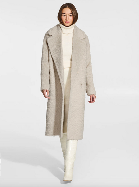 SENTALER Textured Suri Alpaca Long Raglan Sleeve Notched Collar Coat