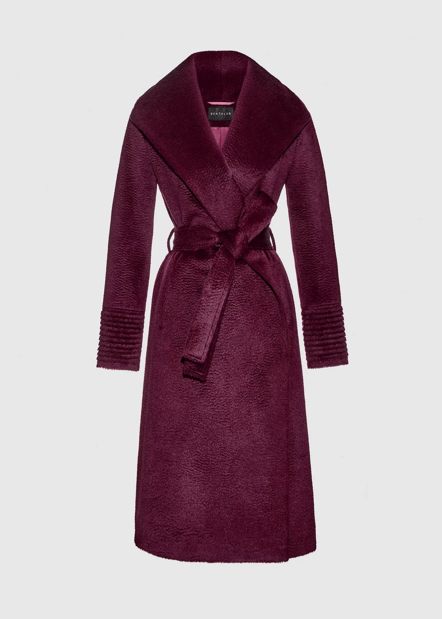SENTALER Suri Alpaca Long Shawl Collar Wrap Coat (PRE-ORDER)