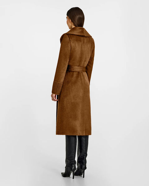 Pre-Order SENTALER Suri Long Alpaca Shawl Collar Wrap Bordeaux Coat- Caramel