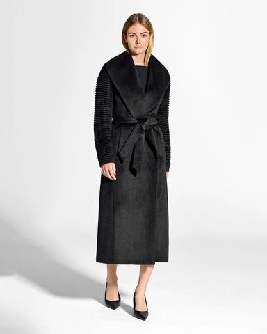 PRE-ORDER SENTALER Suri Alpaca Long Shawl Collar Wrap Coat With Ribbed Sleeves