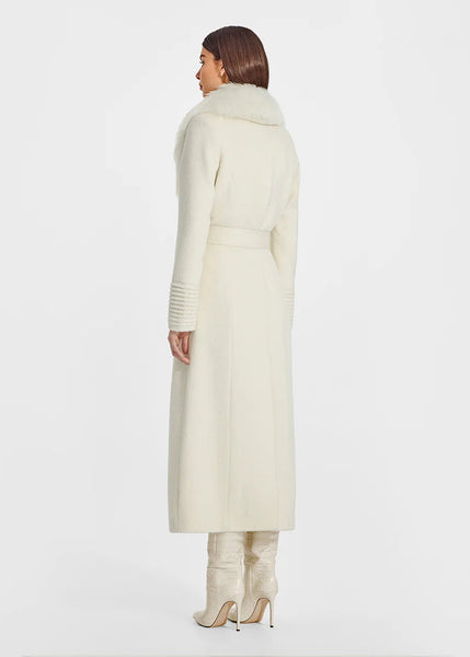 PRE-ORDER SENTALER Suri Alpaca Maxi Coat with Alpaca Shearling Collar- Ivory
