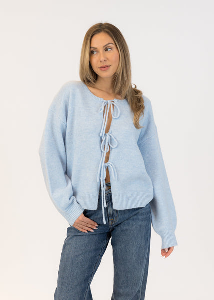 Lyla + Luxe Teena Bows Cardigan - Blue