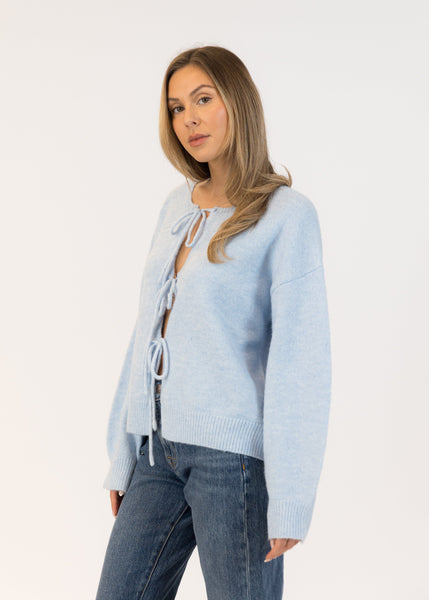 Lyla + Luxe Teena Bows Cardigan - Blue
