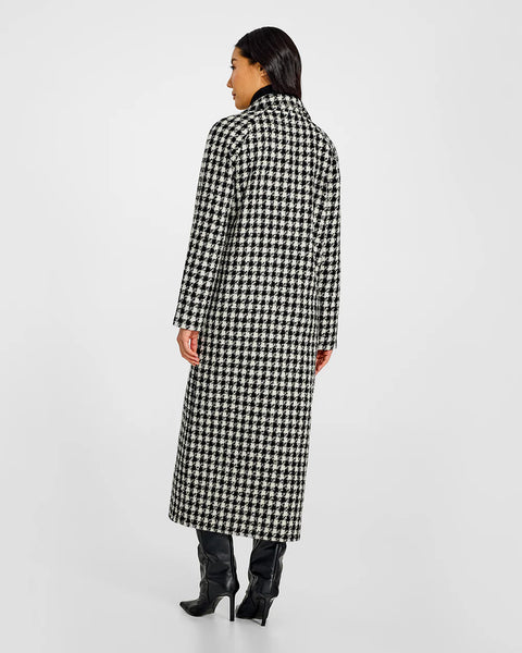 SENTALER Tweed Houndstooth Suri Alpaca Maxi Ragian Sleeve Coat