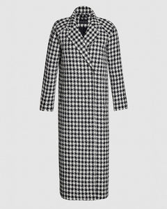 SENTALER Tweed Houndstooth Suri Alpaca Maxi Ragian Sleeve Coat