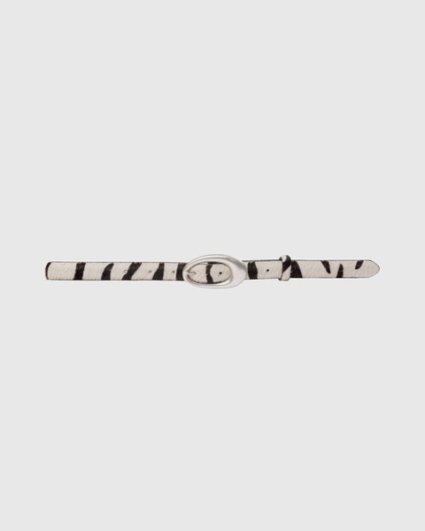 Black Suede Studio Oval Belt - Zebra/ Belt
