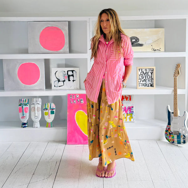 Kerri Rosenthal Mia Stripe Shirt - Palm Pink