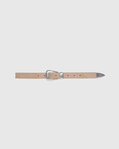 Black Suede Studio Tetra Belt - Sand Suede / Silver
