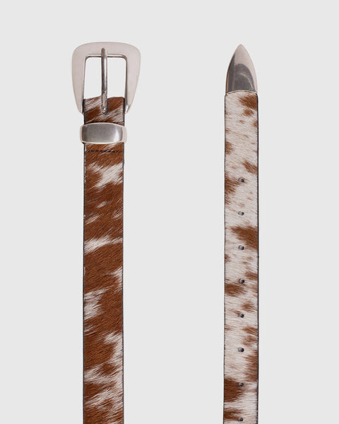 Black Suede Studio Tetra Belt - Cowhide / Silver