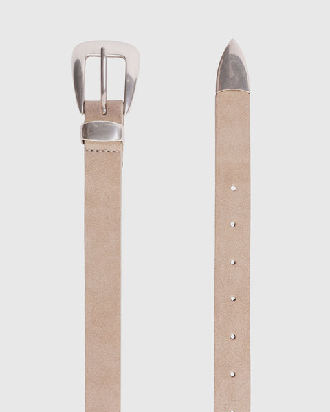 Black Suede Studio Tetra Belt - Sand Suede / Silver